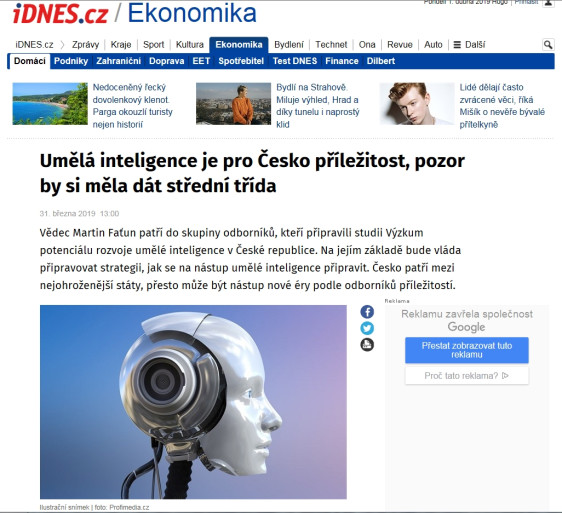 Umělá inteligence je pro Česko příležitost, pozor by si měla dát střední třída